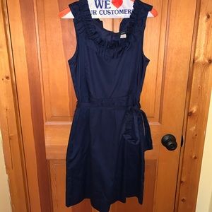 Jcrew ruffle neck navy dress
